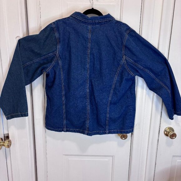 Denim & Co Women’s Denim 3 Button Blazer Jacket Size 1X Stretch Dark Wash - Picture 2 of 4